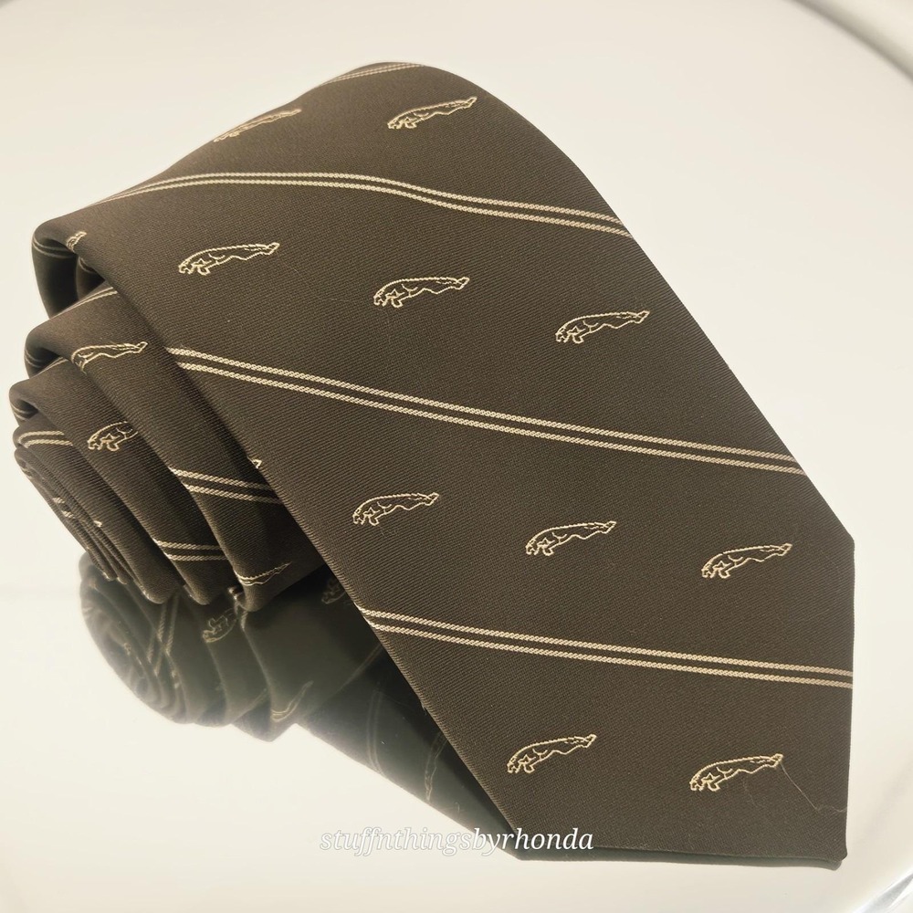 Vintage Jaguar Auto‎ Men's  Brown Neck Tie Silk Blend Made Expressly For Jaguar